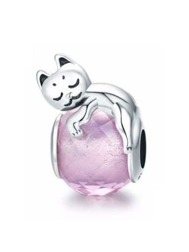 925 silver cute cat charm