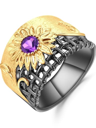 925 Sterling Silver With 18k Gold Plated Personalized Flower Statement Rings