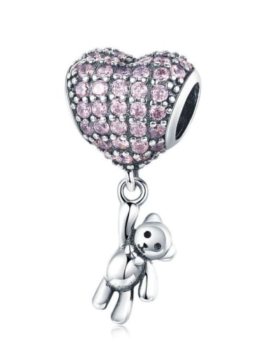 925 silver cute bear and balloon charm