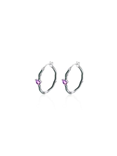 925 Sterling Silver With White Gold Plated Personalized Geometric Hoop Earrings