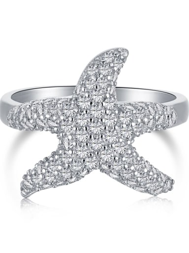 925 Sterling Silver With White Gold Plated Delicate Star Band Rings