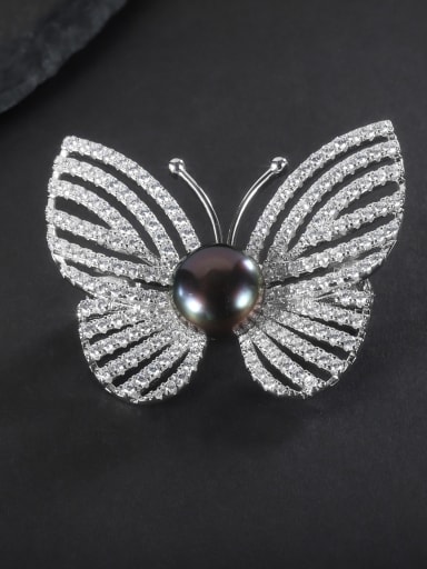 925 Sterling Silver With White Gold Plated Personalized Butterfly Brooches