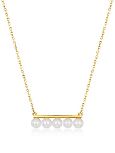 925 Silver With Gold Plated Synthetic pearl Necklaces