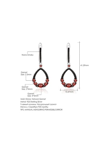 925 Sterling Silver With Drops of water Garnet Drop Earrings