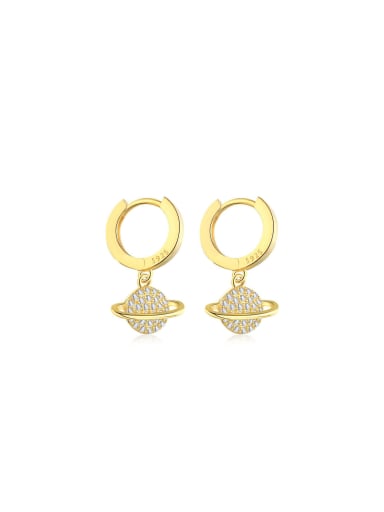 925 Sterling Silver With 18k Gold Plated planet Delicate Earrings