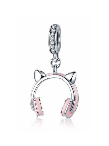 925 silver cute cat headphones charm