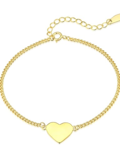 925 Sterling Silver With 18k Gold Plated Simplistic Heart Bracelets