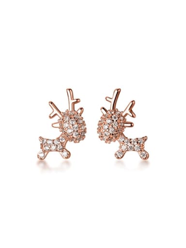 925 Sterling Silver With Rose Gold Plated Delicate Animal Stud Earrings