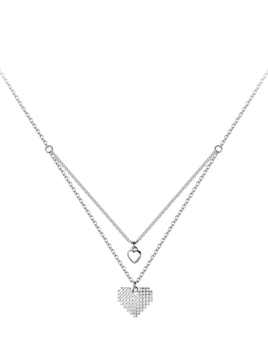 925 Sterling Silver With Heart Multi  Strand Necklaces