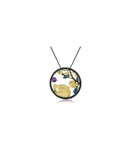 925 Sterling Silver With 18k Gold Plated Personalized Round Necklaces