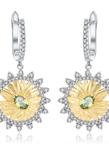 925 Sterling Silver With White Gold Plated Personalized Flower Drop Earrings