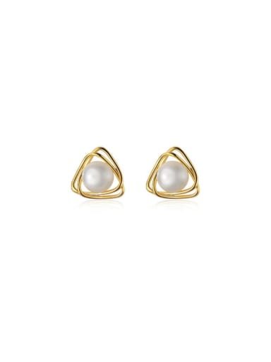 925 Sterling Silver With 18k Gold Plated Delicate Triangle Stud Earrings