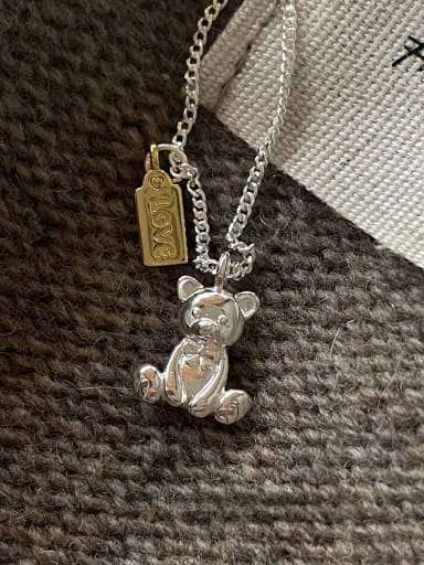 925 Sterling Silver With 18k Gold Plated Cute  Bear Necklaces