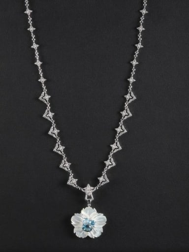 925 Sterling Silver With White Gold Plated Delicate Flower Birthday Necklaces