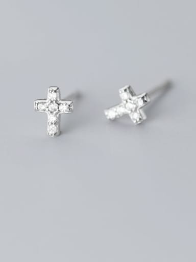 925 Sterling Silver With 18k Gold Plated Delicate Cross Stud Earrings