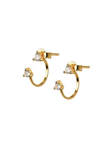 925 Sterling Silver With 18k Gold Plated Delicate Geometric Stud Earrings