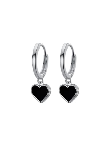 925 Sterling Silver With Heart Drop Earrings