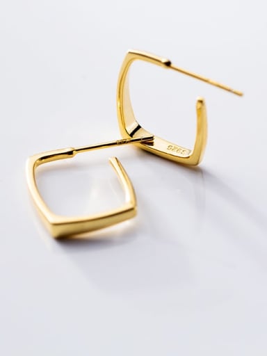 925 Sterling Silver With 18k Gold Plated Simplistic Geometric Earrings