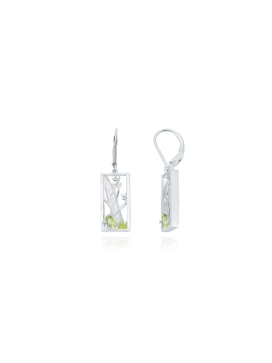 925 Sterling Silver With Silver Plated Delicate Geometric Drop Earrings