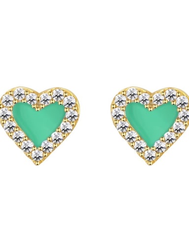 925 Sterling Silver With 18k Gold Plated Cute Heart Stud Earrings