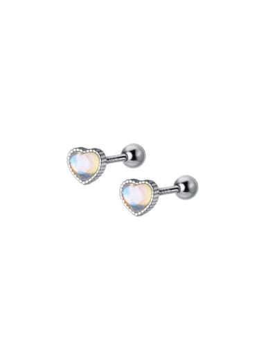 925 Sterling Silver With  Cubic Zirconia Heart Stud Earrings