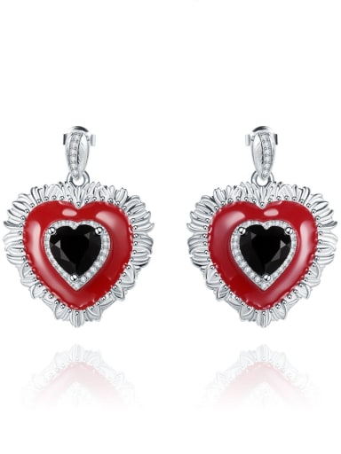 925 Sterling Silver With White Gold Plated Delicate Heart Stud Earrings