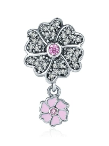 925 silver romantic flower charm