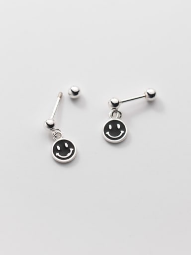 925 Sterling Silver With Enamel Smile Earrings