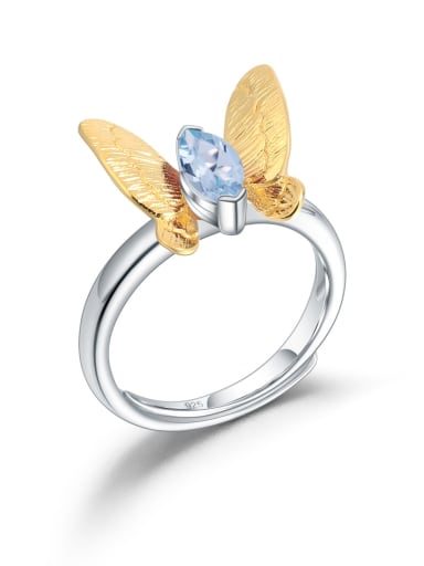 925 Sterling Silver With 18k Gold Plated Delicate Butterfly Band Rings