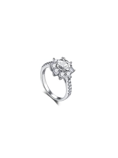 925 Sterling Silver With White Gold Plated Delicate Flower Wedding Engagement Rings