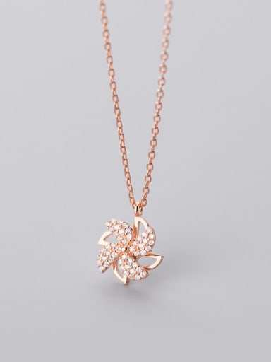 925 Sterling Silver With Rose Gold Plated Delicate Flower Necklaces