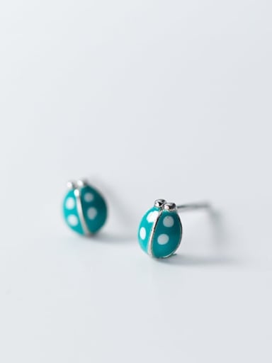 925 Sterling Silver With Enamel Insects Stud Earrings