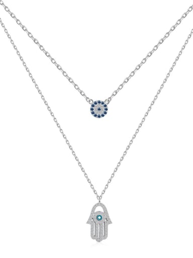 925 Sterling Silver With 18k Gold Plated Delicate Evil Eye Multi Strand Necklaces