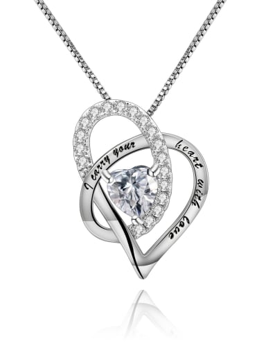 925 Sterling Silver With White Gold Plated Delicate Heart Necklaces