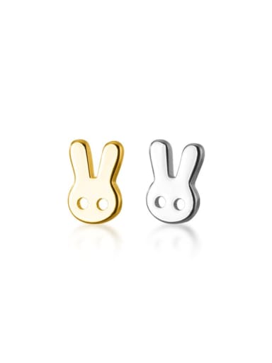 925 Sterling Silver With 18k Gold Plated Simplistic Rabbit Stud Earrings