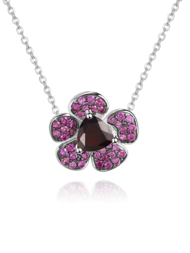 925 Sterling Silver With White Gold Plated Delicate Flower Necklaces