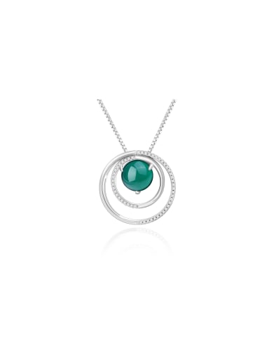 925 Sterling Silver With White Gold Plated Delicate Round Necklaces