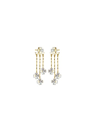 925 Sterling Silver With 18k Gold Plated Delicate Flower Drop Earrings