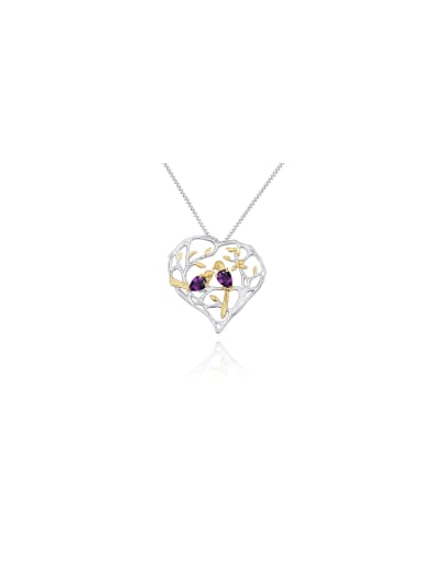 925 Sterling Silver With Gemstone Heart Necklaces