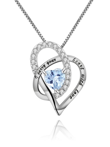 925 Sterling Silver With White Gold Plated Delicate Heart Necklaces