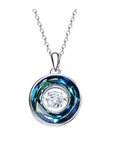 925 Sterling Silver , Swarovski Crystal round,Dancing stone Necklaces