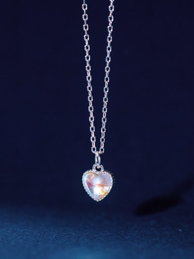 925 Sterling Silver With Lucite Heart Necklaces