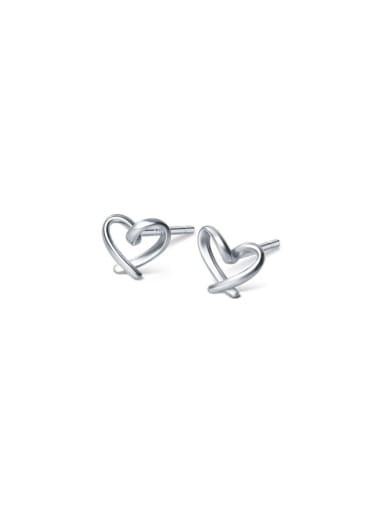 925 Sterling Silver With 18k Gold Plated Simplistic Heart Stud Earrings