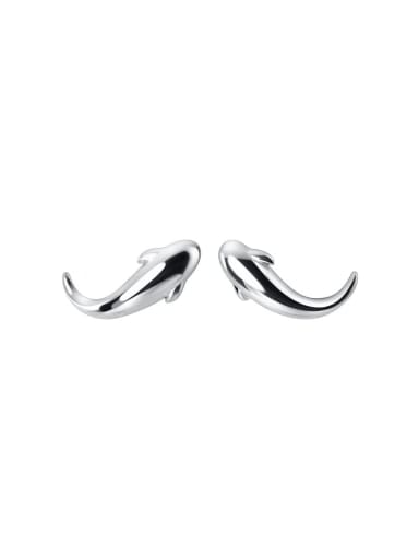 925 Sterling Silver With Fish Stud Earrings