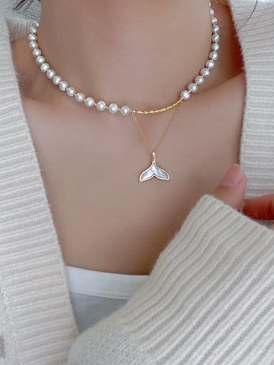 925 Sterling Silver With 18k Gold Plated Delicate Shell Tail Necklaces