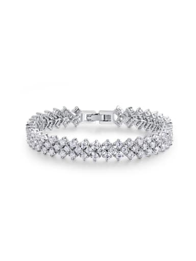 AAA+Cubic Zircon,Tennis round Delicate Bracelet,Platinum plated