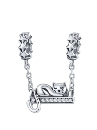 925 silver cute cat charm