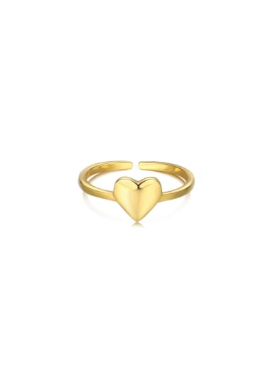 925 Sterling Silver With 18k Gold Plated Simplistic Heart Band Rings