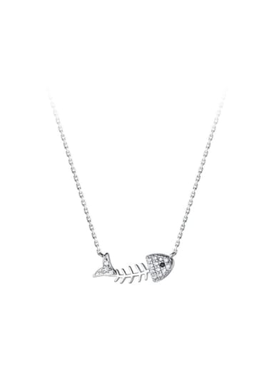 925 Sterling Silver With Cubic Zirconia Fish Necklaces