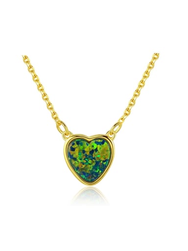 925 Sterling Silver With Opal Classic Heart Locket Necklace